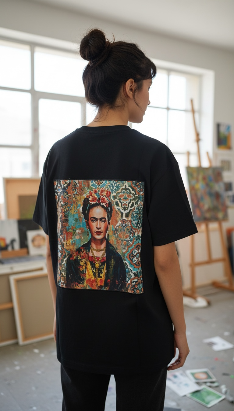 Oversize Black FK Embroidered T Shirt