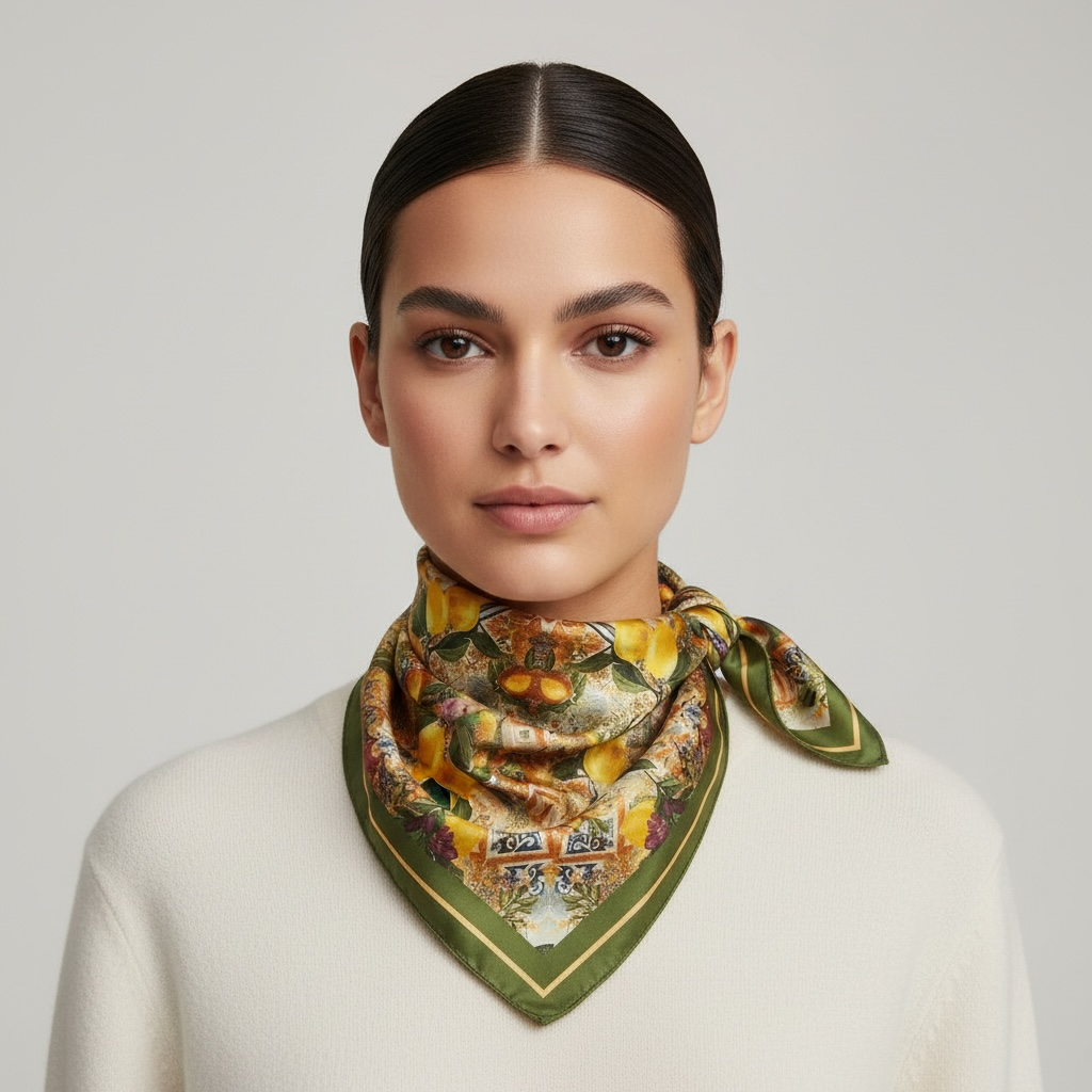 Golden Lemon Elegance Scarf - 70cm x 70cm