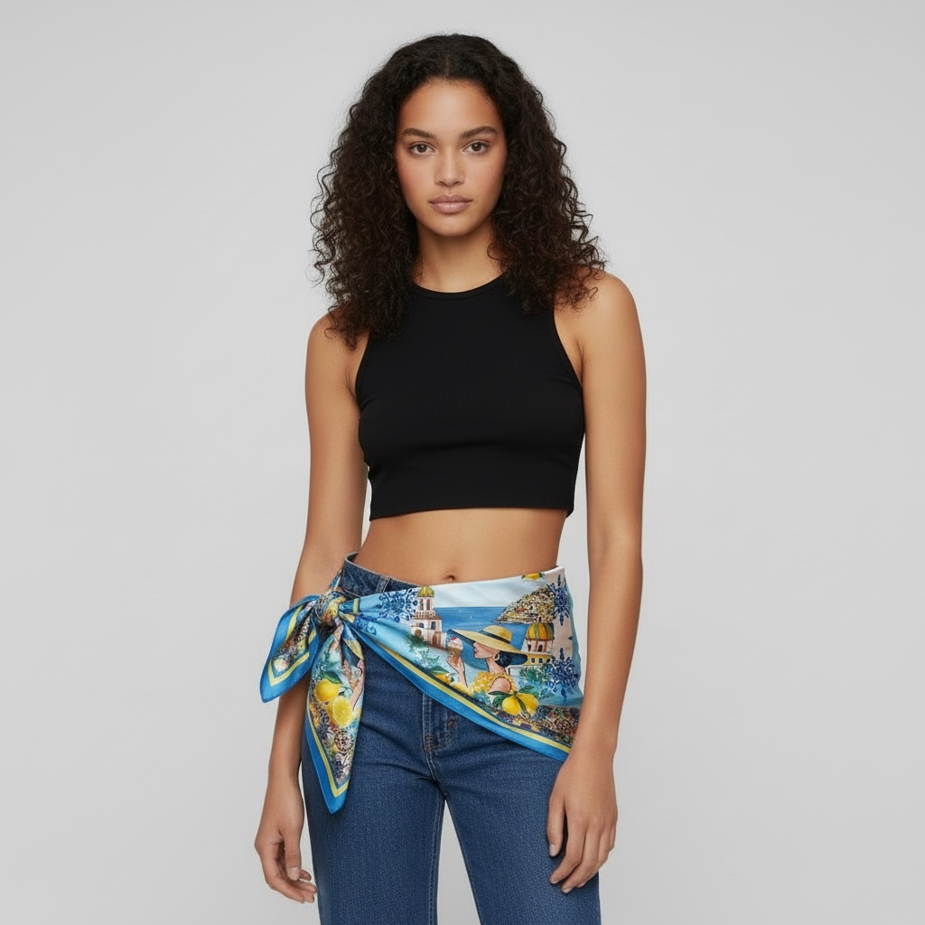 Amalfi Lemon Breeze Scarf - 70cm x 70cm