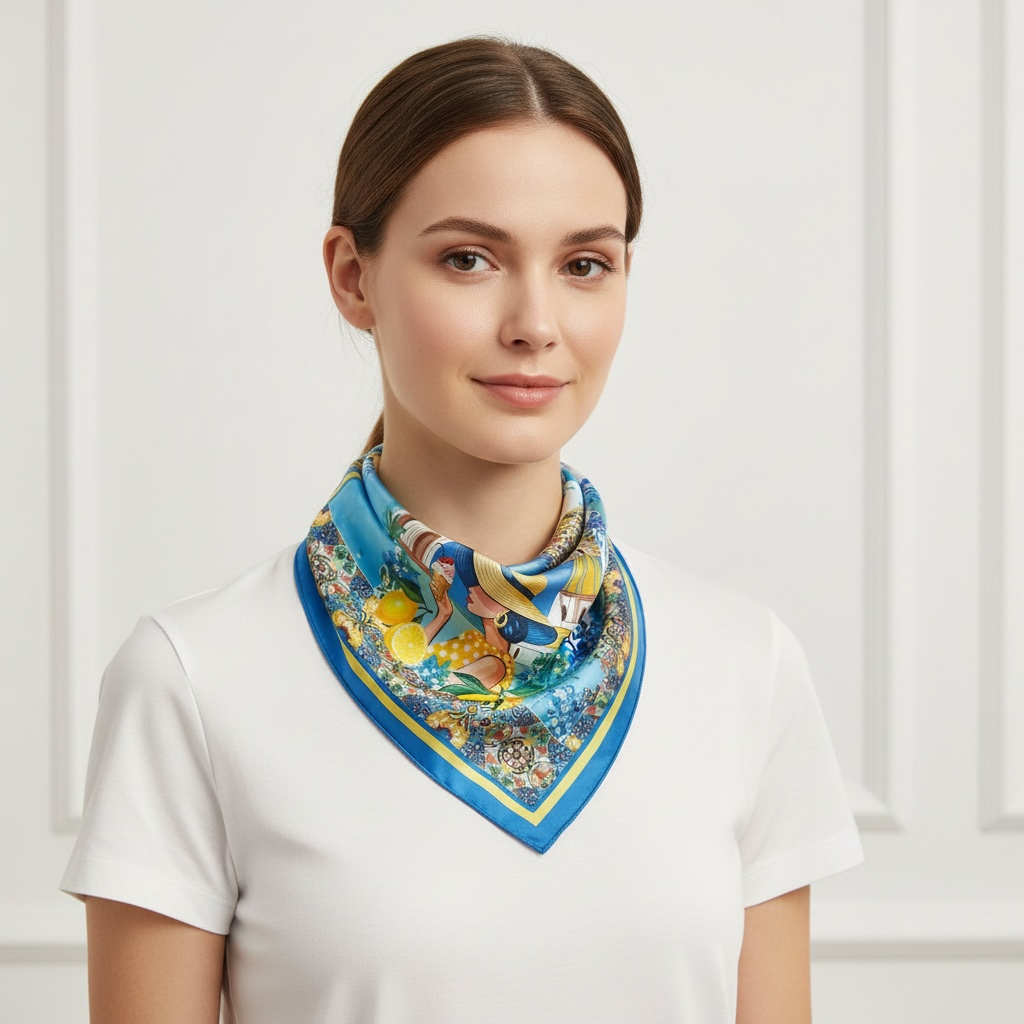 Amalfi Lemon Breeze Scarf - 70cm x 70cm