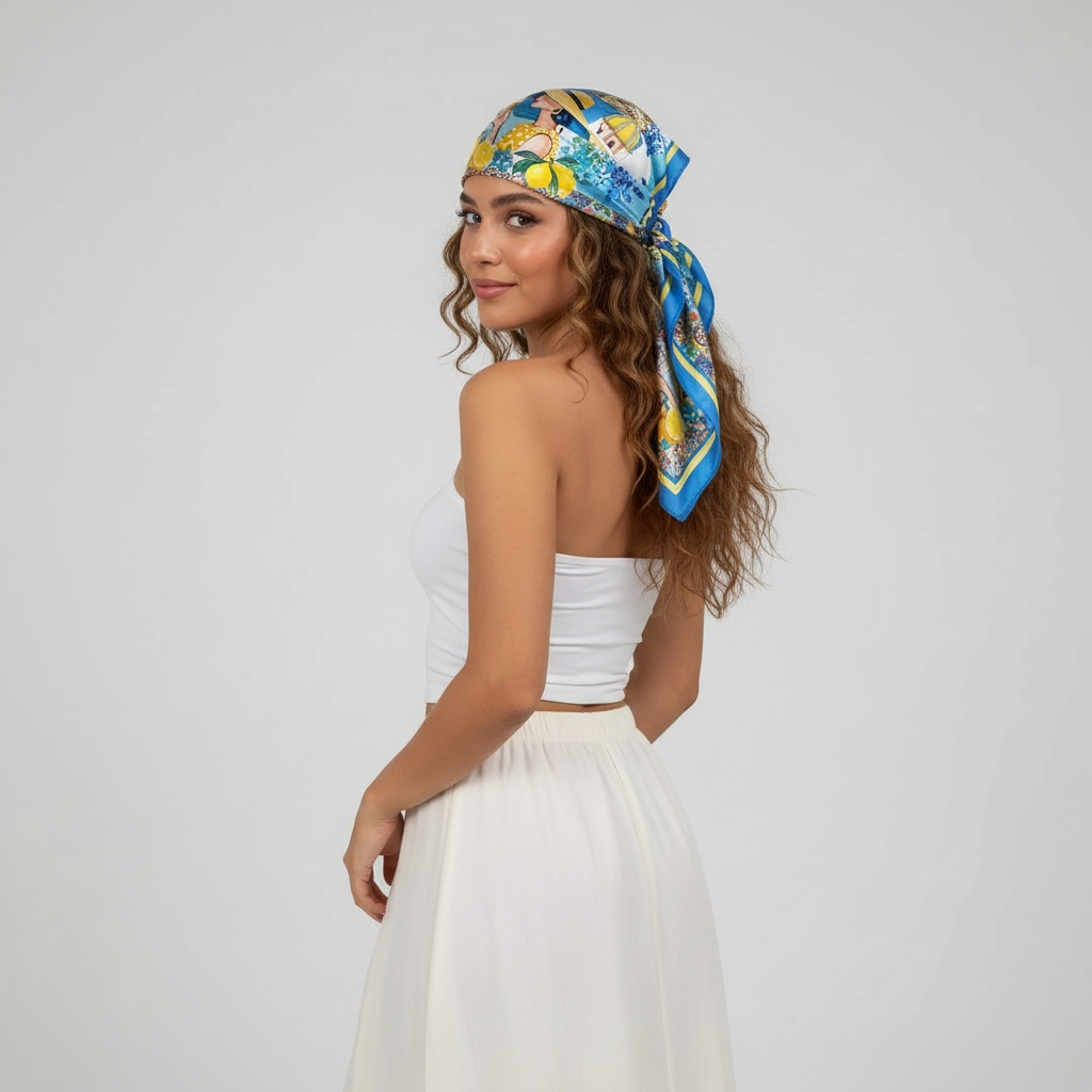 Amalfi Lemon Breeze Scarf - 70cm x 70cm