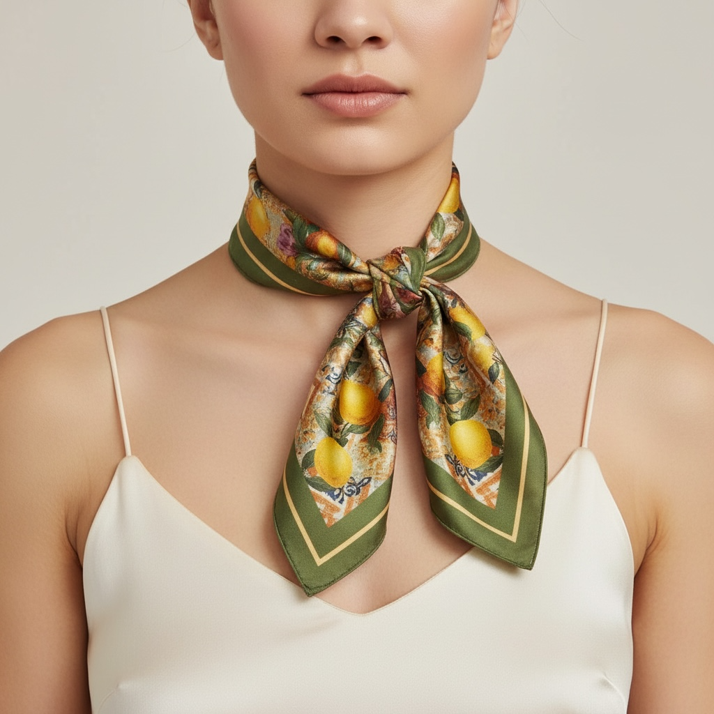 Golden Lemon Elegance Scarf - 70cm x 70cm