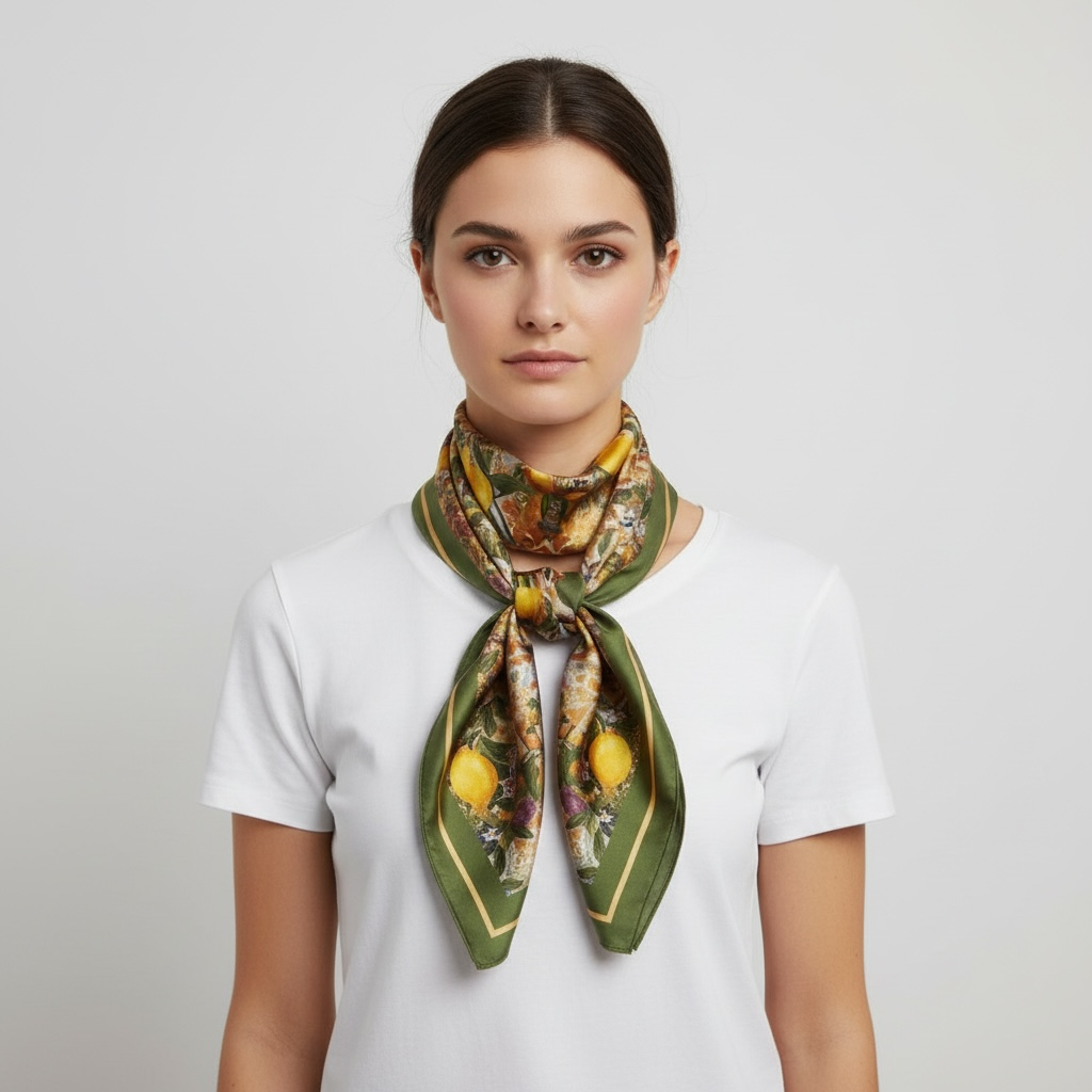 Golden Lemon Elegance Scarf - 70cm x 70cm
