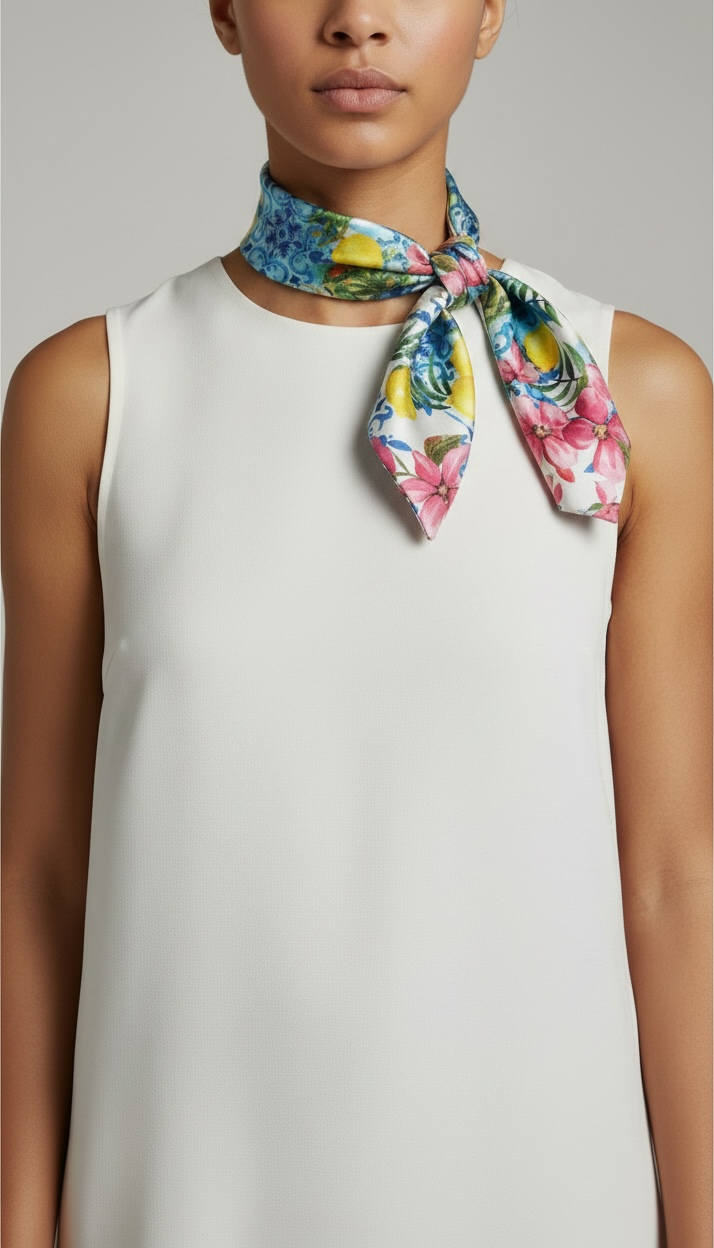 Floral Lemon Scarf - 150cm x 25cm