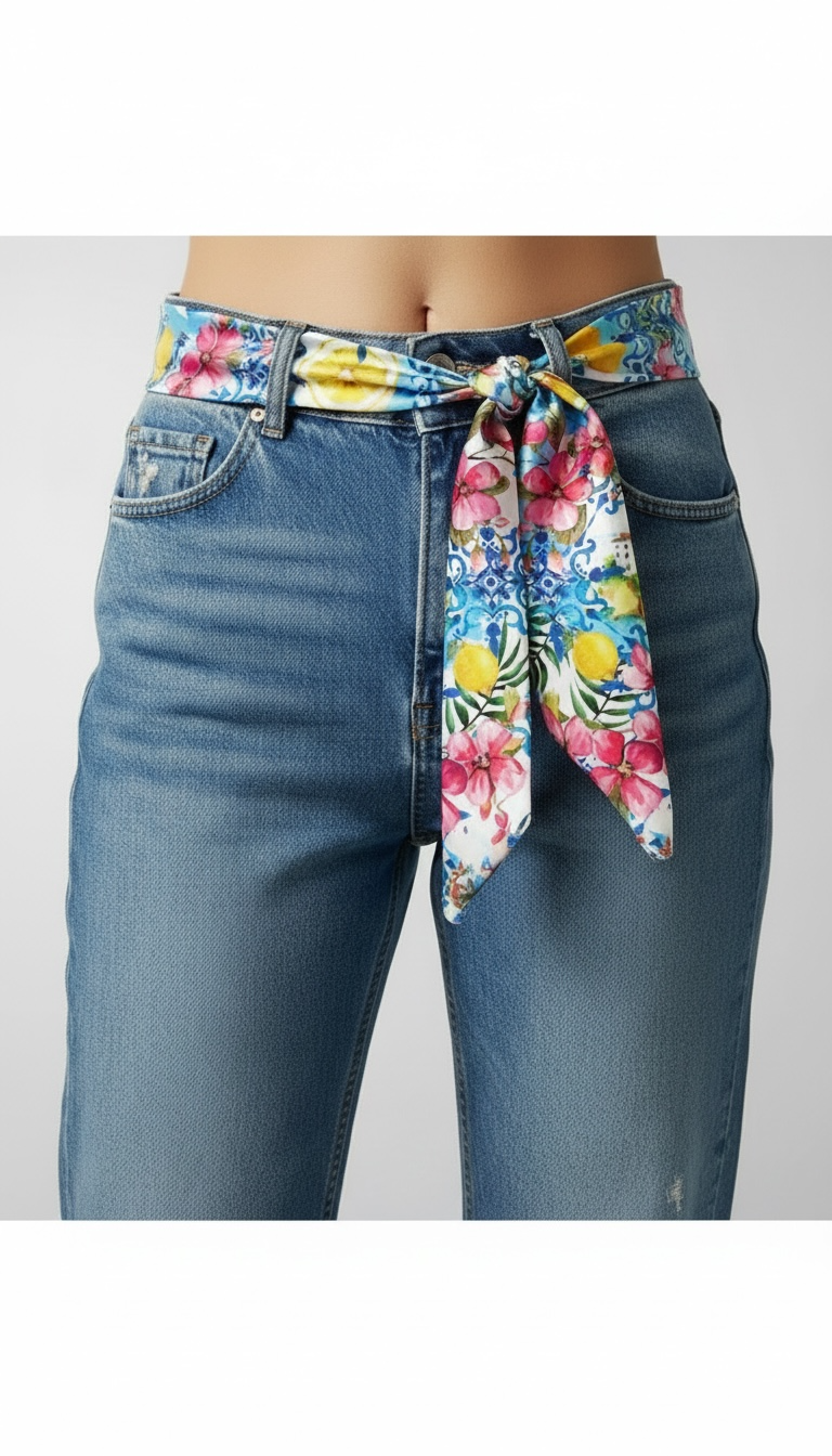 Floral Lemon Scarf - 150cm x 25cm