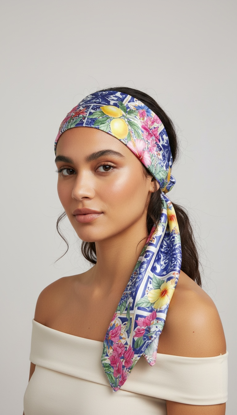 Floral Lemon Scarf - 150cm x 25cm