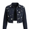 Denim Cropped Diamonds Oversize Jacket