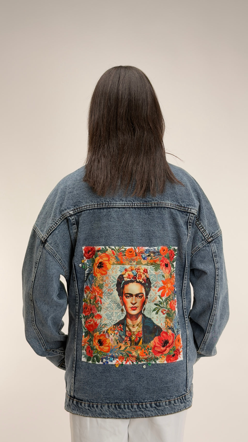 FK Floral Embroidered++ Denim Jacket Oversize