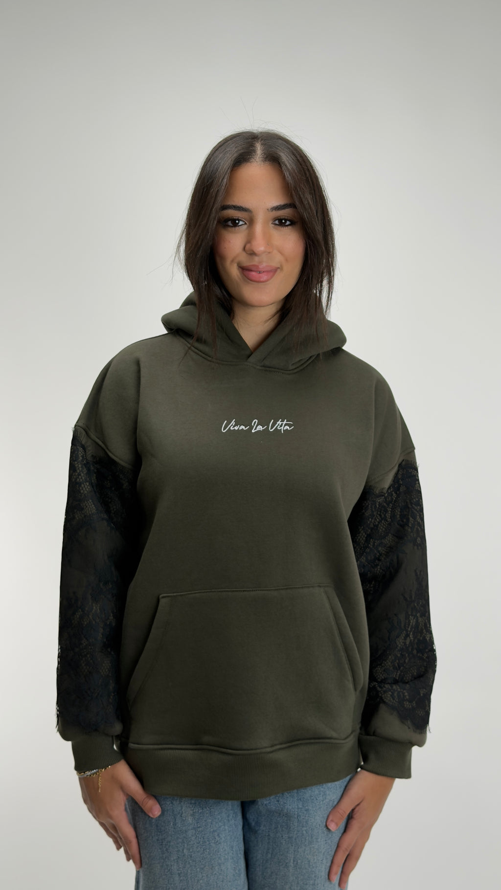 Black Lace Oversize Hoodie