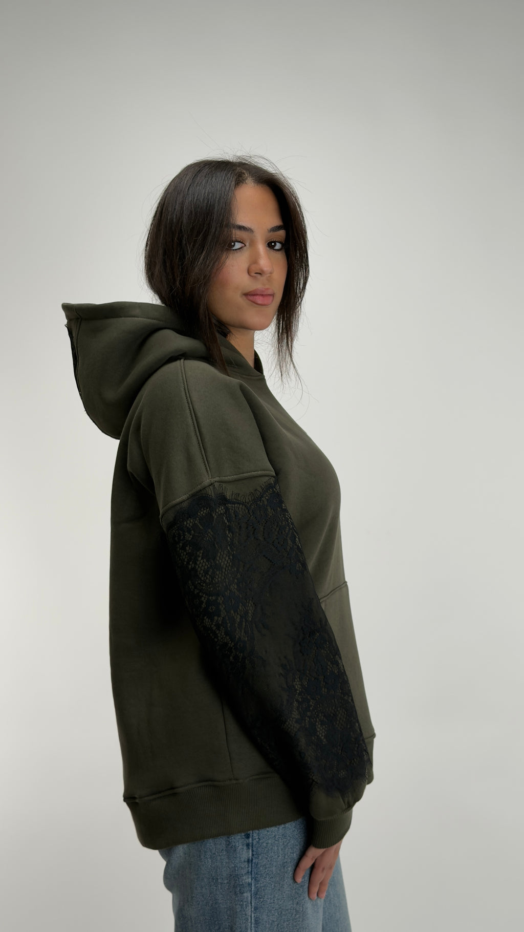 Black Lace Oversize Hoodie