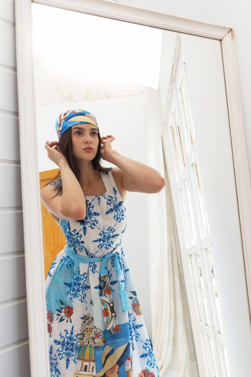Amalfi Lemon Breeze Lenin Embroidered Dress