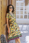 Golden Lemon Elegance Embroidered Dress