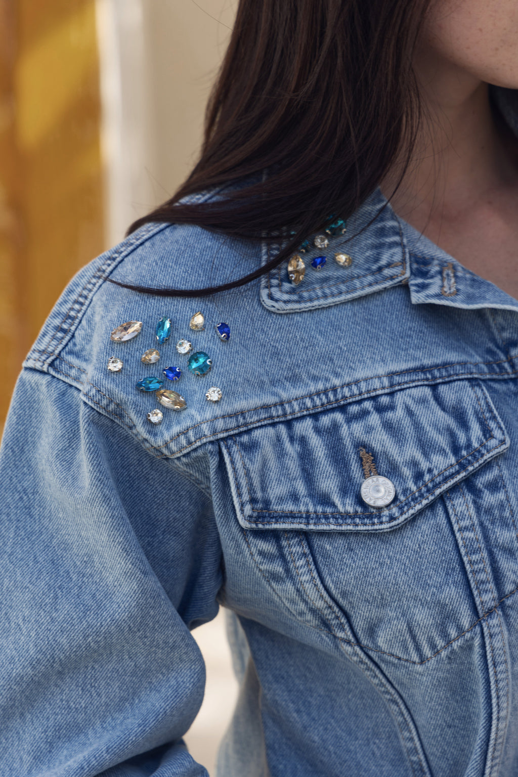 Denim Cropped Starlight Oversize Jacket