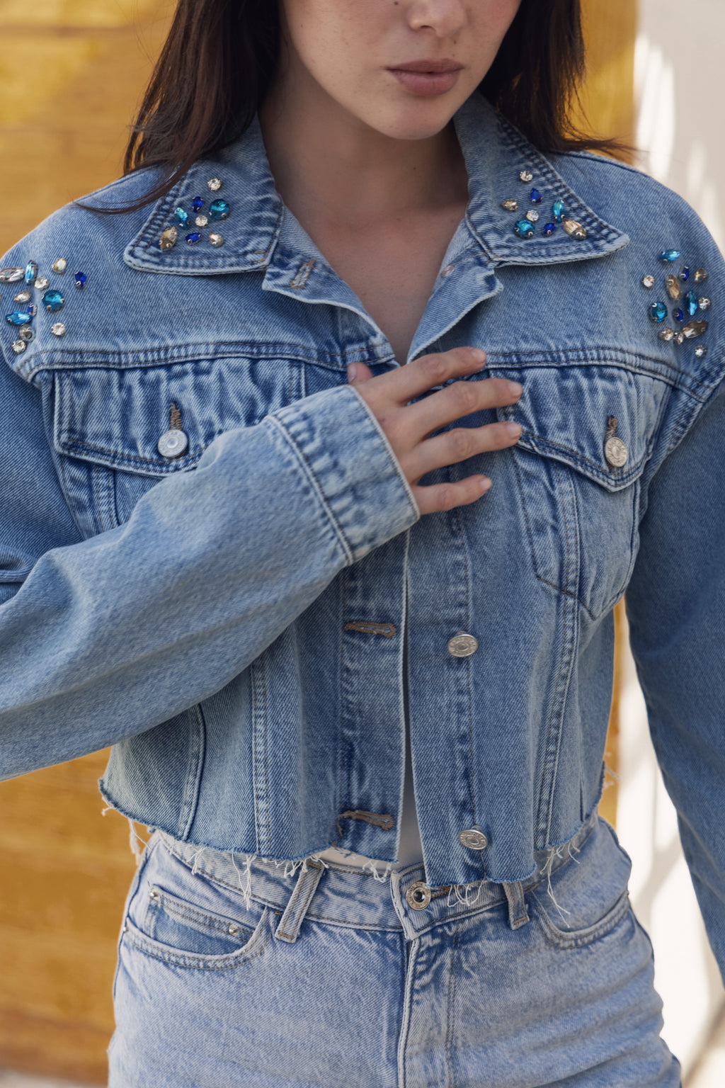 Denim Cropped Starlight Oversize Jacket