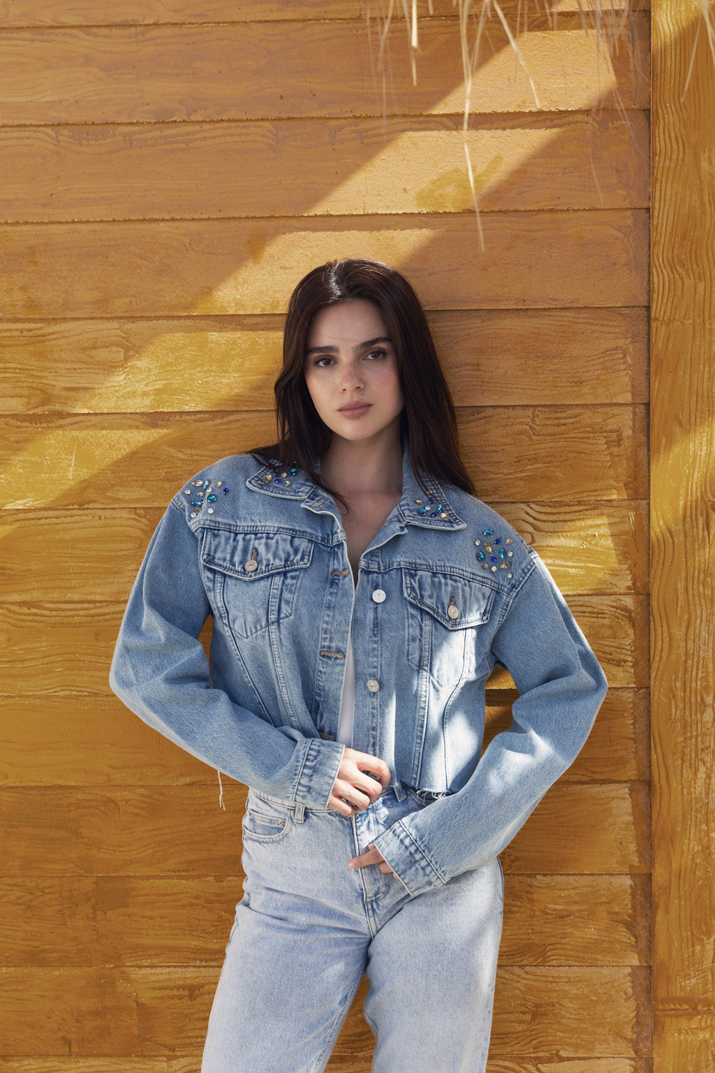 Denim Cropped Starlight Oversize Jacket