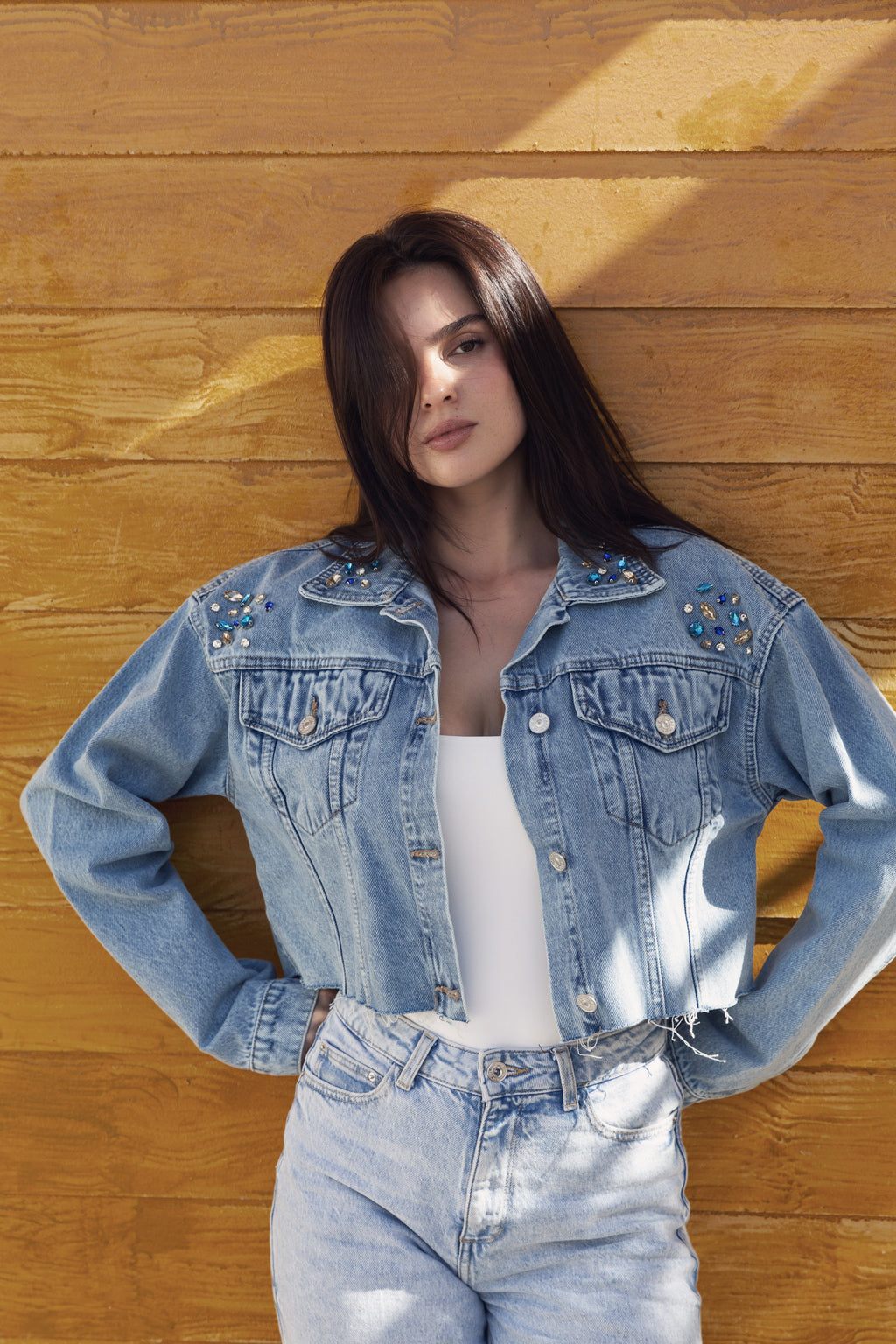 Denim Cropped Starlight Oversize Jacket