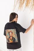 Oversize Back Black FK Embroidered T Shirt