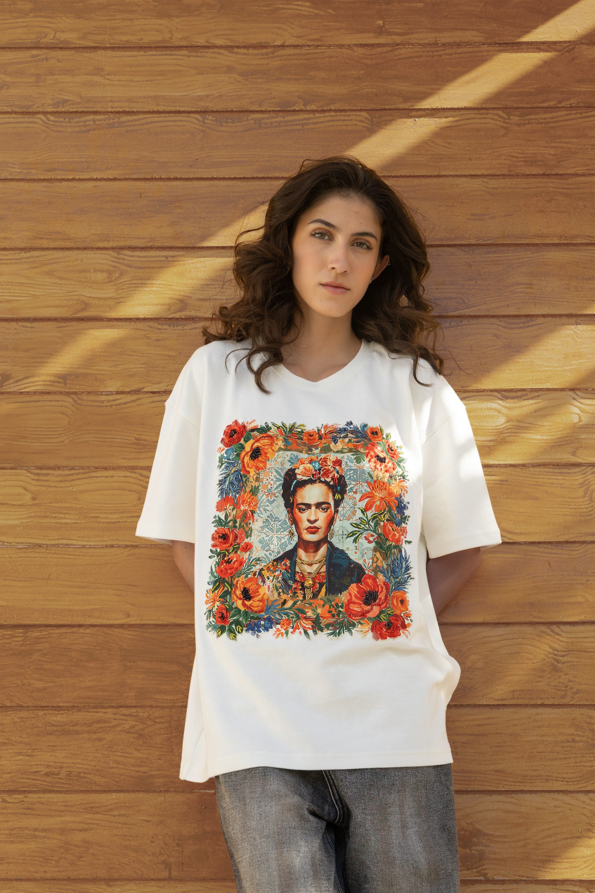 Oversize White FK Embroidered T Shirt