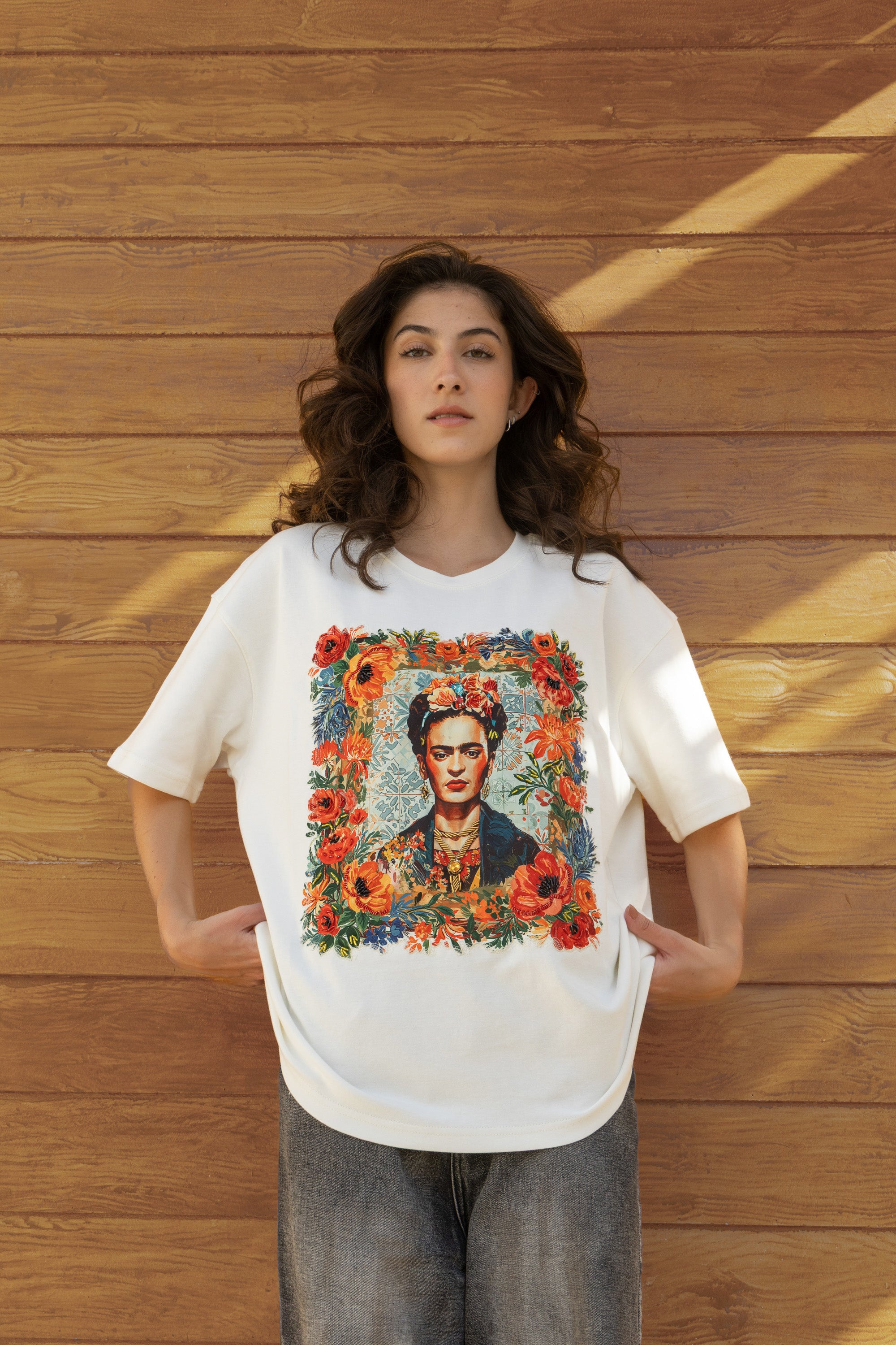 Oversize White FK Embroidered T Shirt