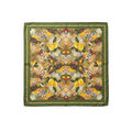 Square scarf with lemon and tile pattern on a white background