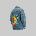 Red Pattern Lemon + Collar Denim Jacket Oversize