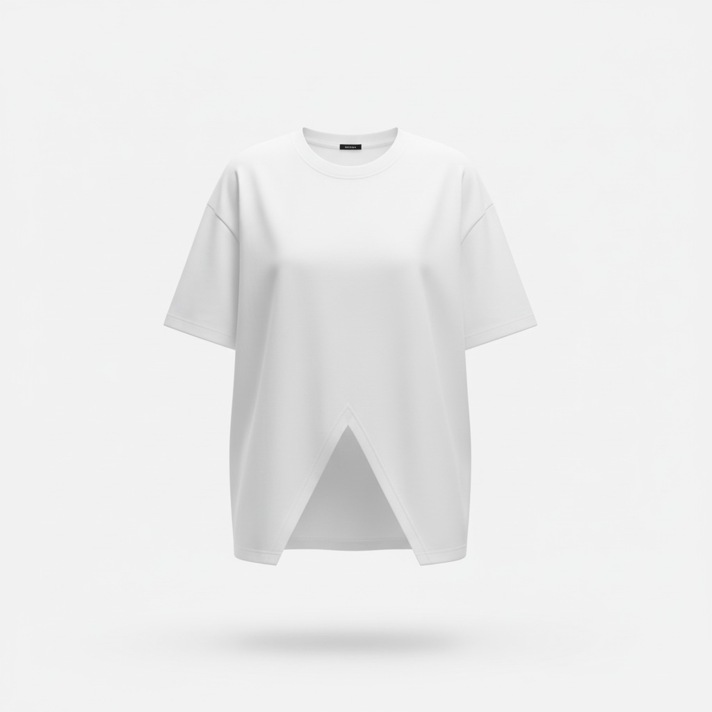 V Cut Oversize Plain T Shirt