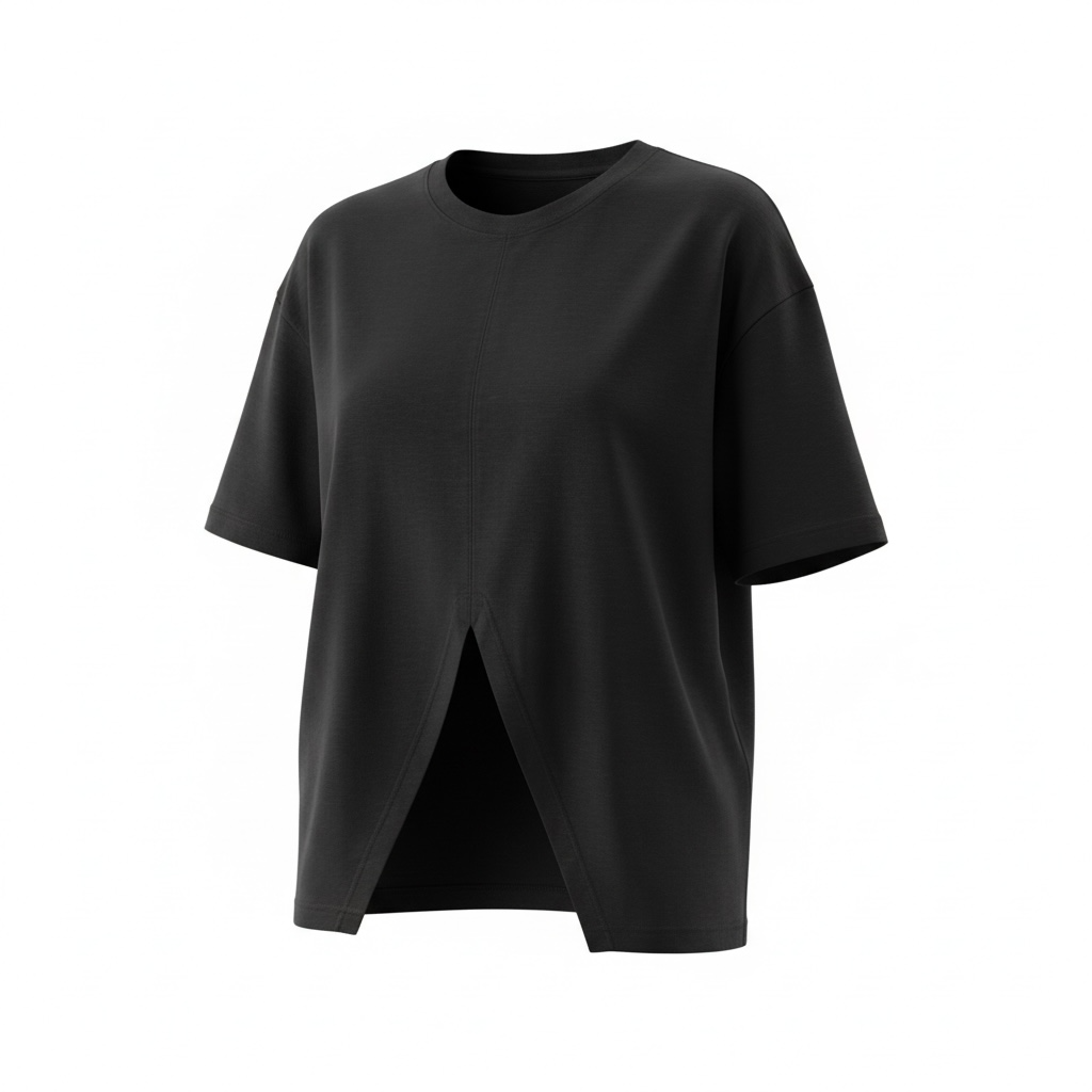V Cut Oversize Plain T Shirt