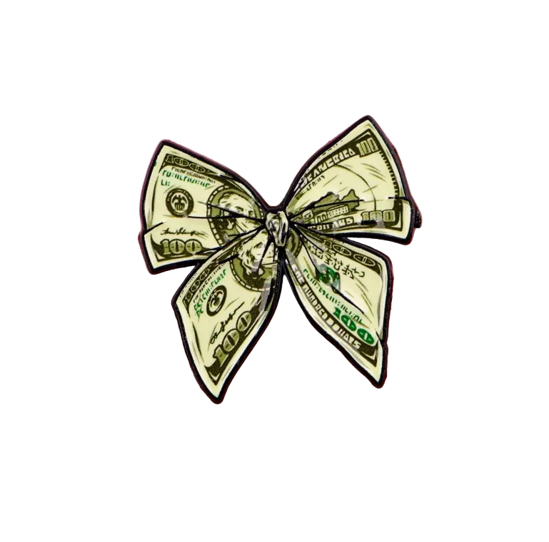 Dollar Bill Money Bow Brooch Enamel Pin