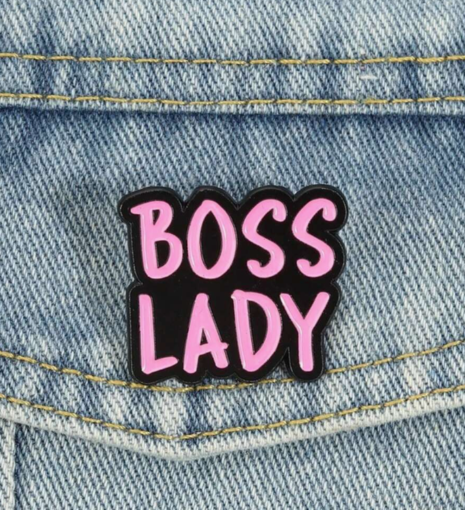 Boss Lady Pink & Black Brooch Enamel Pin