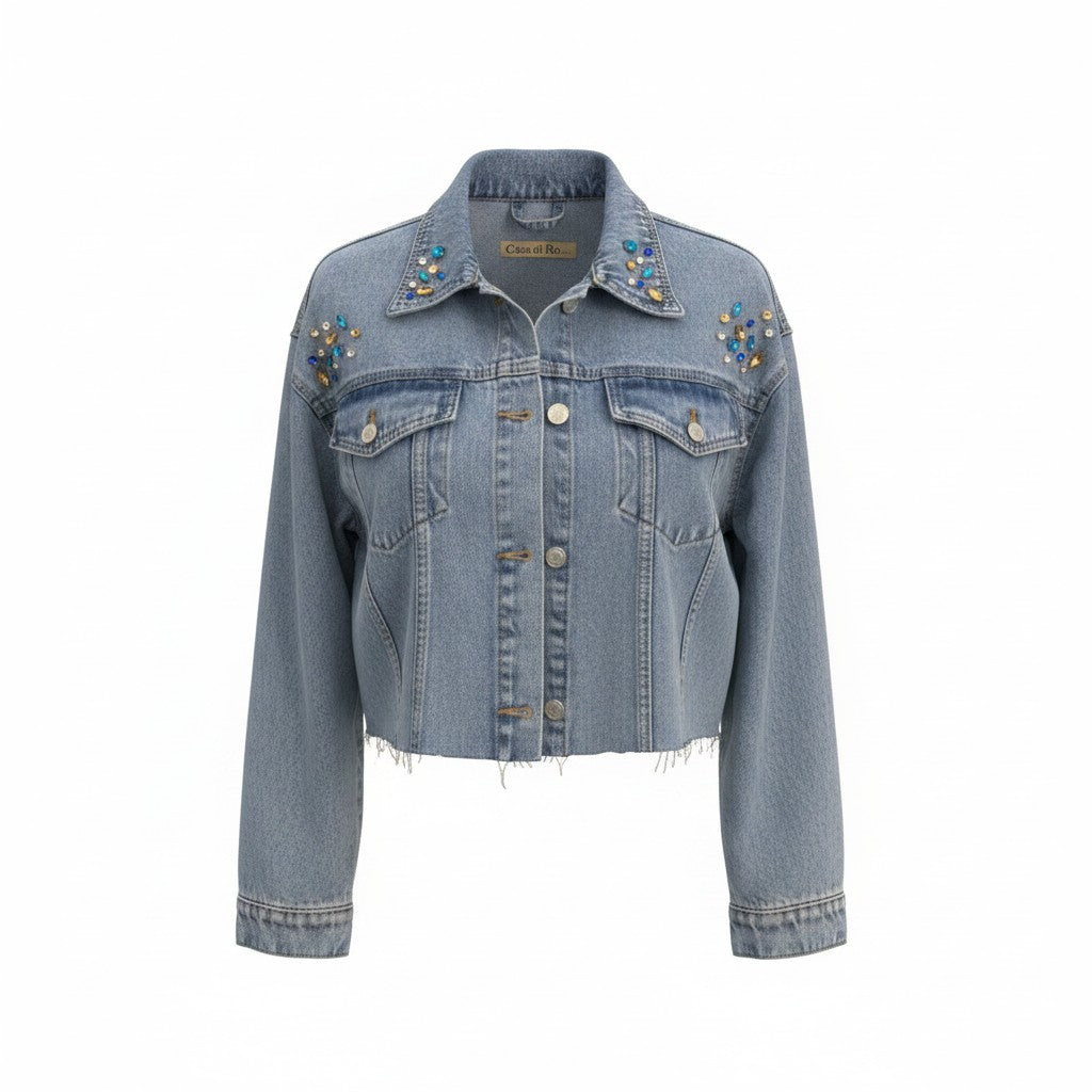 Denim Cropped Starlight Oversize Jacket