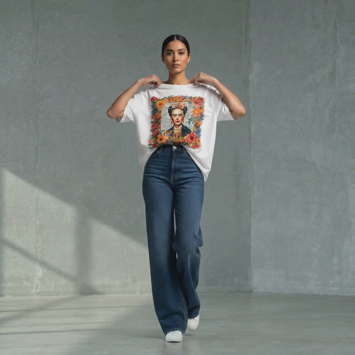 Oversize White FK Embroidered T Shirt