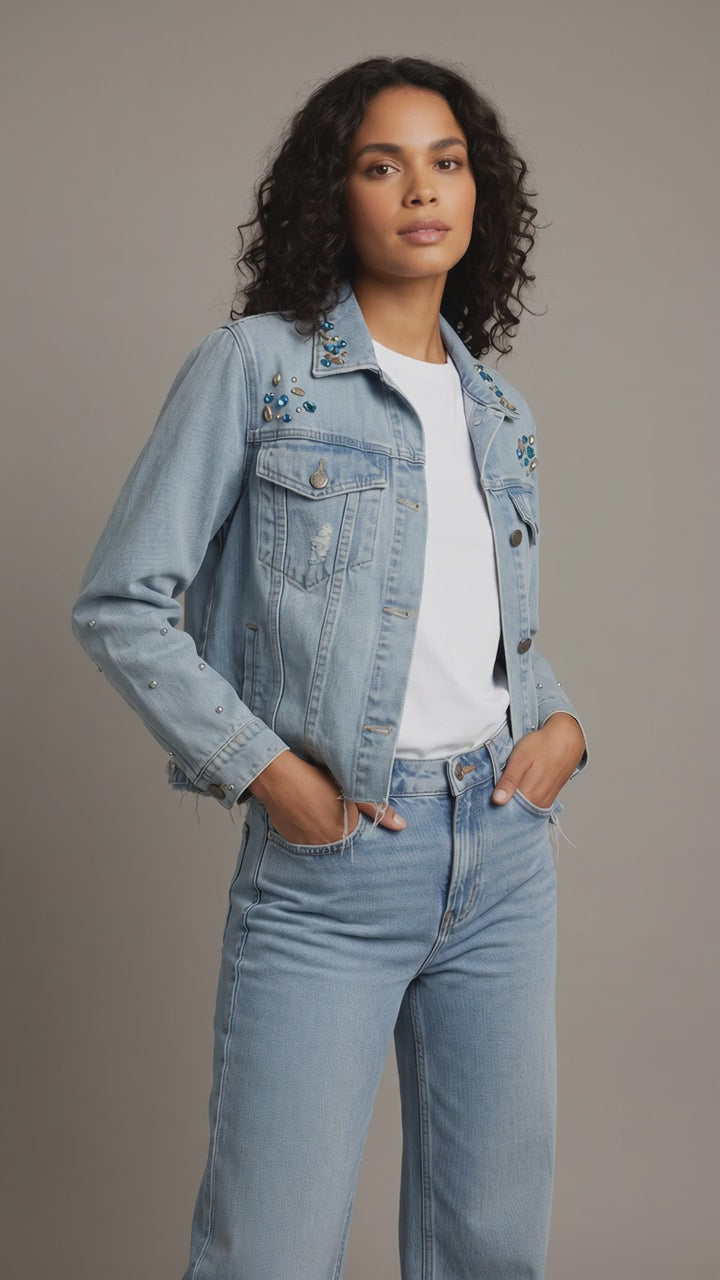 Denim Cropped Starlight Oversize Jacket