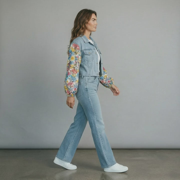 Denim Cropped Floral Lemon Jacket (Limited Edition)