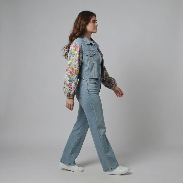Denim Cropped Floral Lemon Jacket (Limited Edition)